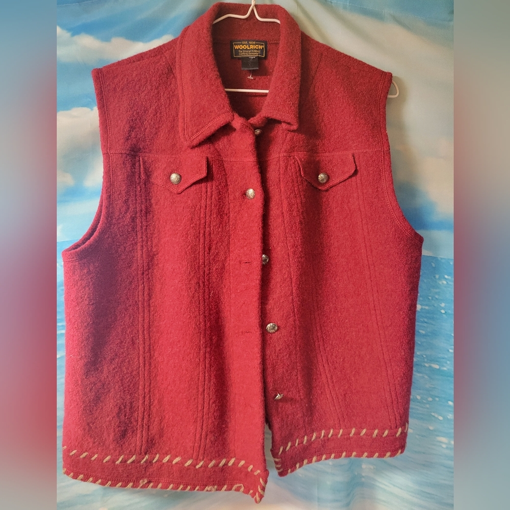 Woolrich Vintage Women's Claret Red Wool Vest Size XL